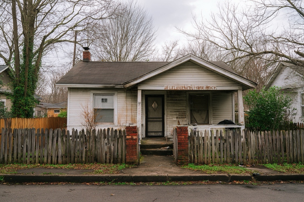 Condemned residential property in Nashville Tennessee neighborhood