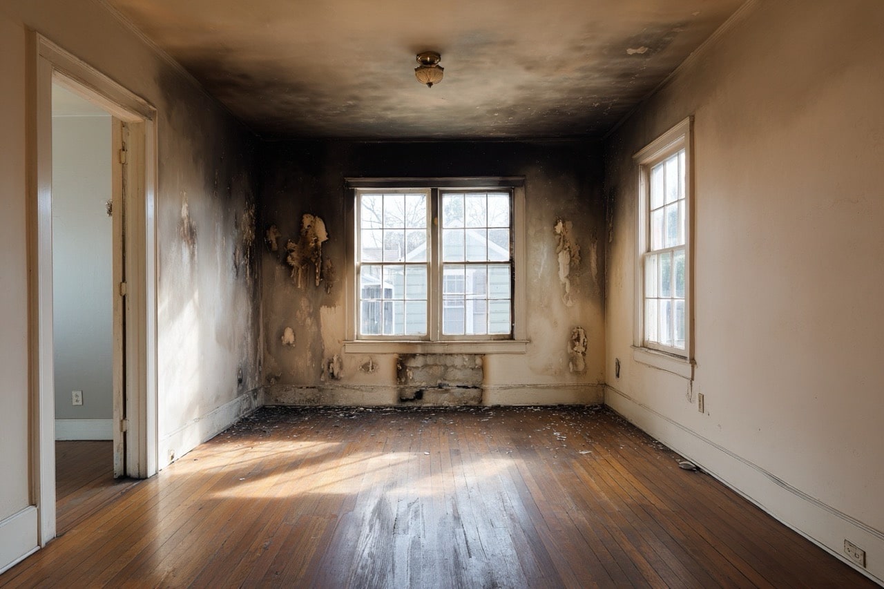 Smoke damaged home interior Nashville Tennessee