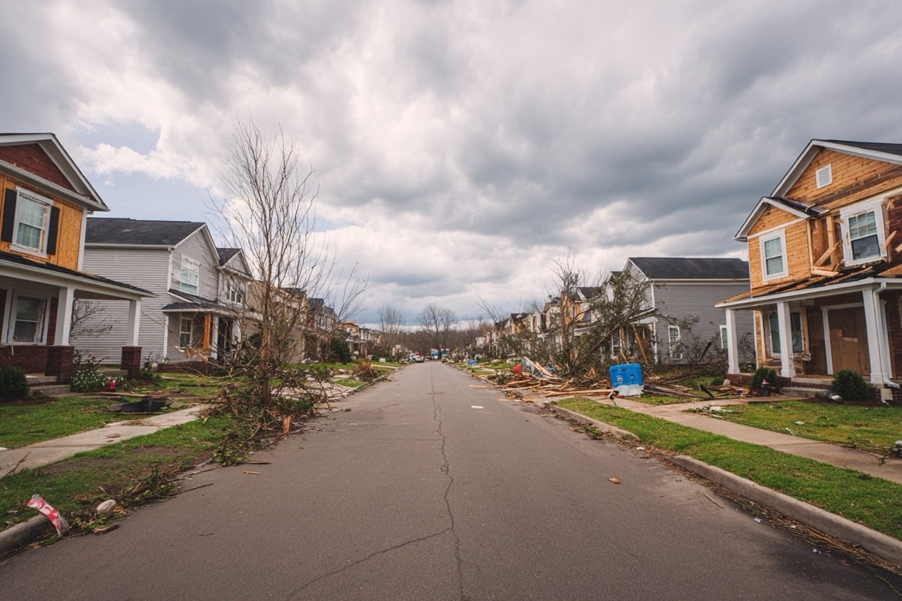 Nashville TN neighborhood recovering from storm damage