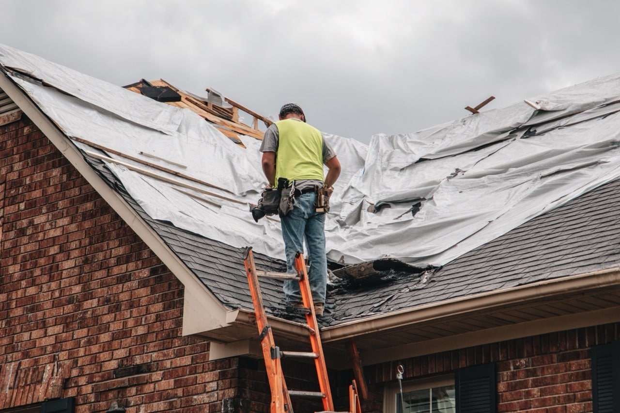 Home repair work on storm damaged Nashville TN house